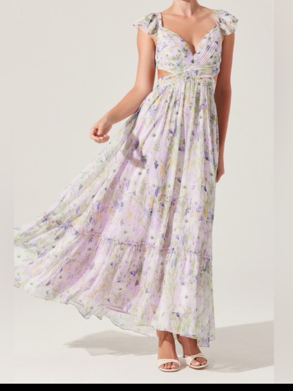 ASTR the Label Primrose Floral
Strappy Back Maxi Dress in Lavender size M